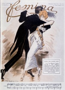 Pareja bailando el tango - ilustración de Daniel De Losques (Henri Casimir Paul Thouroude) (1880-1915) - en 