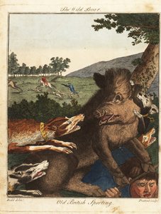Cazadores y sabuesos cazan un jabalí en Inglaterra de Daniel (after) Dodd