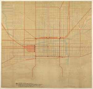 Placa 80 del Plan de Chicago, 1909: Chicago. Diagrama del centro de la ciudad, mostrando la propuesta...