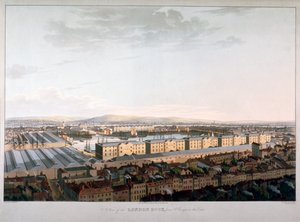 Vista de los muelles de Londres de Daniel Havell
