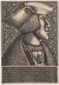 Retrato del emperador Carlos V, de «Opera Hopferiana [...]» de Daniel Hopfer