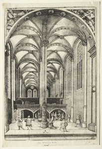Vista en el interior de la iglesia de Santa Catalina en Augsburgo de Daniel Hopfer