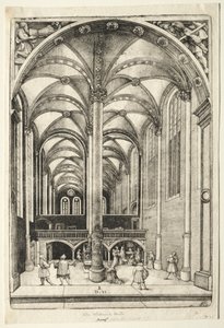 Vista en el interior de la iglesia de Santa Catalina en Augsburgo de Daniel Hopfer