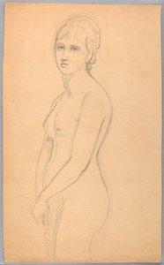 Dibujo, Mujer desnuda de pie, 1860-70 de Daniel Huntington