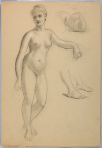 Dibujo, Mujer desnuda de pie, Sep, 1860-70 de Daniel Huntington