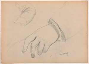 Dibujo, George D. Seney, Estudio de mano y brazo; reverso: Pie izquierdo, 1881 de Daniel Huntington