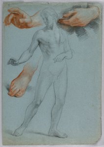 Dibujo, Desnudo masculino de pie, Separado, 1858 de Daniel Huntington
