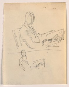 Dibujo, Hombre sentado con un libro, 1879-86 de Daniel Huntington