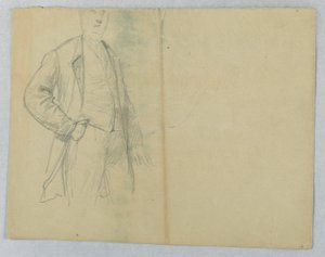 Dibujo, Sr. Samuel Ward Sr., de pie con la mano en el bolsillo, 1880 de Daniel Huntington