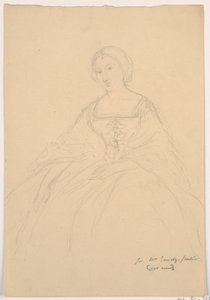 Dibujo, Sra. Sheppard Gandy sentada; reverso: Boceto lineal, 1859 de Daniel Huntington