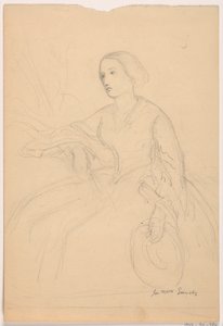 Dibujo, Sra. Sheppard Gandy sentada; reverso: Sra. Sheppard Gandy sentada, 1859 de Daniel Huntington