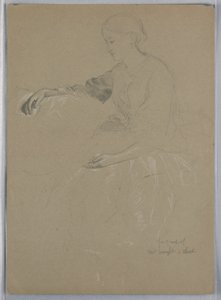 Dibujo, Sra. de William Wright y niño, 1857 de Daniel Huntington