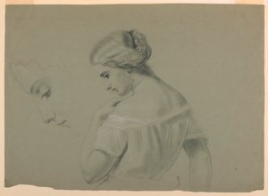 Dibujo, Perfil de cabeza de mujer a, 1840-70 de Daniel Huntington