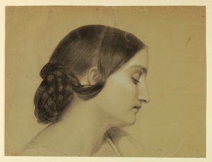 Dibujo, Perfil de mujer con nudo trenzado, ca. 1845 de Daniel Huntington