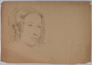 Dibujo, Bocetos de cabezas de mujeres, década de 1840 de Daniel Huntington