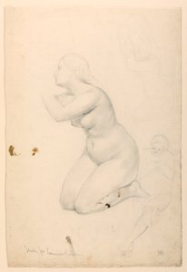 Dibujo, Estudio para "La comunión de los enfermos", 1844-45 de Daniel Huntington