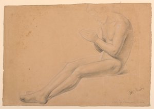 Dibujo, Estudio para "La comunión de los enfermos", 1844-45 de Daniel Huntington
