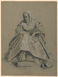 Dibujo, Estudio para "Recepción de Martha Washington", 1860 de Daniel Huntington