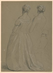 Dibujo, Estudio para "Recepción de Martha Washington", 1860 de Daniel Huntington