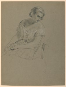 Dibujo, Estudio para "Recepción de Martha Washington", 1860 de Daniel Huntington