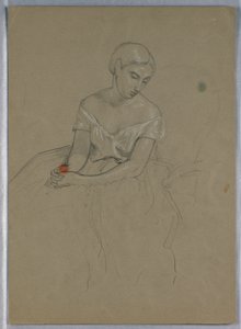 Dibujo, Estudio para "Recepción de Martha Washington", 1860 de Daniel Huntington