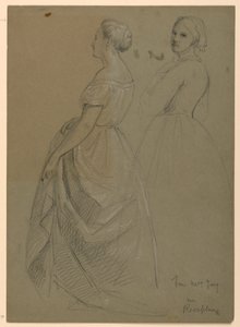 Dibujo, Estudio para "La recepción de Martha Washington", 1860 de Daniel Huntington