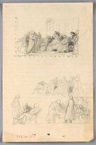 Dibujo, Estudio para "Grupo científico", 1858 de Daniel Huntington