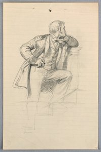 Dibujo, Estudio para "Grupo científico", 1858 de Daniel Huntington