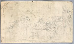 Dibujo, Estudio para "Grupo científico", 1858 de Daniel Huntington