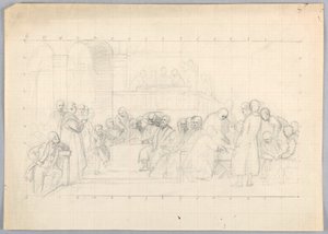 Dibujo, Estudio para "Grupo científico", 1858 de Daniel Huntington