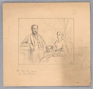 Dibujo, Estudio para "Tiziano mostrando, 1872 de Daniel Huntington