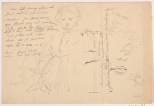 Dibujo, El niño Hugh Baxter de pie, estudios de manos y labios, 1865 de Daniel Huntington