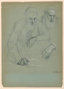 Dibujo, Dos estudios de Daniel Hun, 1881 de Daniel Huntington