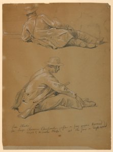 Dibujo, Dos estudios del artista, 1864 de Daniel Huntington