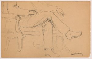 Dibujo, William H. Macy sentado, parte inferior del cuerpo; reverso: mano derecha, 1884 de Daniel Huntington