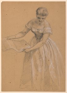 Dibujo, Mujer de pie, 1860 de Daniel Huntington
