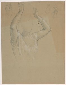 Dibujo, Mujer con las manos en alto A, 1844-45 de Daniel Huntington