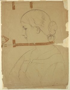 Dibujo, Mujer de perfil, Modelo en Roma, 1840 de Daniel Huntington