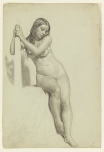 Mujer desnuda sentada en un taburete de Daniel Huntington