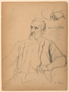 John Jay Phelps sentado, estudio separado de mano y cadena