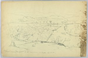 Mirando hacia Franconia y el río Pemigewasset desde la colina al sur de Sanborn - W. Campton de Daniel Huntington