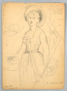 Boceto de Julia Wells para Mi primo en azul de Daniel Huntington