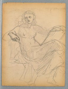 Boceto de mujer sentada para el tímpano de la Academia Nacional de Diseño de Daniel Huntington