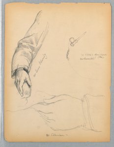 Bocetos del brazo derecho del Sr. Kennedy y la mano izquierda del Sr. Silliman de Daniel Huntington