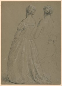 Estudios de mujer de pie para "La Corte Republicana" (Día de Recepción de Lady Washington) de Daniel Huntington