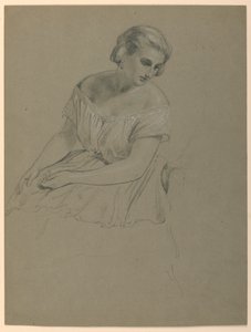 Estudio de mujer sentada para "La corte republicana" (Día de recepción de Lady Washington) de Daniel Huntington