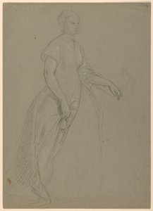 Estudio de mujer de pie para "La Corte Republicana" (Día de Recepción de Lady Washington) de Daniel Huntington