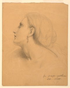 Estudio de la cabeza de una mujer para "Recolectores de uvas" de Daniel Huntington