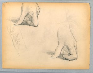 Dos bocetos de una mano izquierda de Daniel Huntington