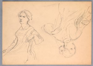 Mujer sentada, dos estudios